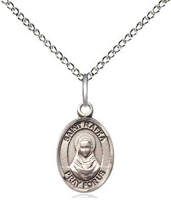 Sterling Silver Saint Rafka Pendant on a 18 inch Sterling Silver Light Curb chain