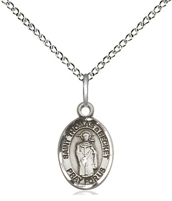 Sterling Silver Saint Thomas A Becket Pendant on a 18 inch Sterling Silver Light Curb chain