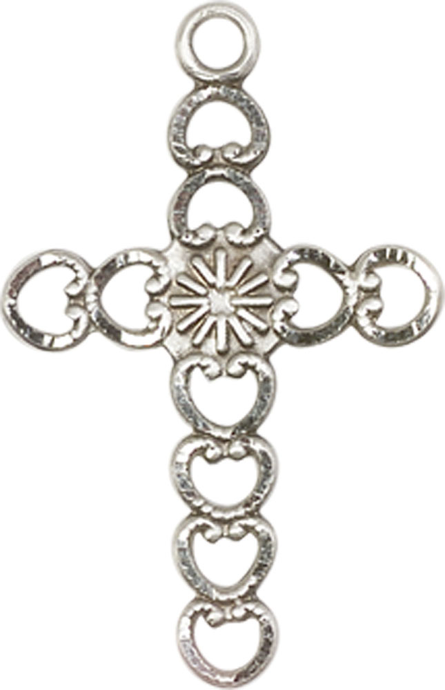 Sterling Silver Hearts w/Sunburst Medal