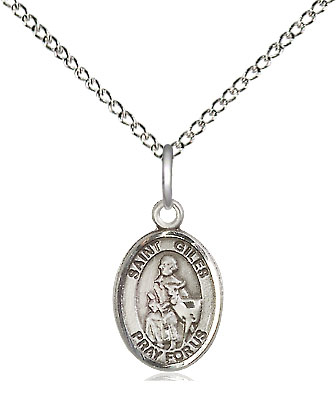 Sterling Silver Saint Giles Pendant on a 18 inch Sterling Silver Light Curb chain