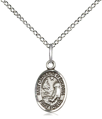 Sterling Silver Saint Catherine of Bologna Pendant on a 18 inch Sterling Silver Light Curb chain