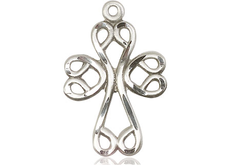 Sterling Silver Scroll Cross Medal