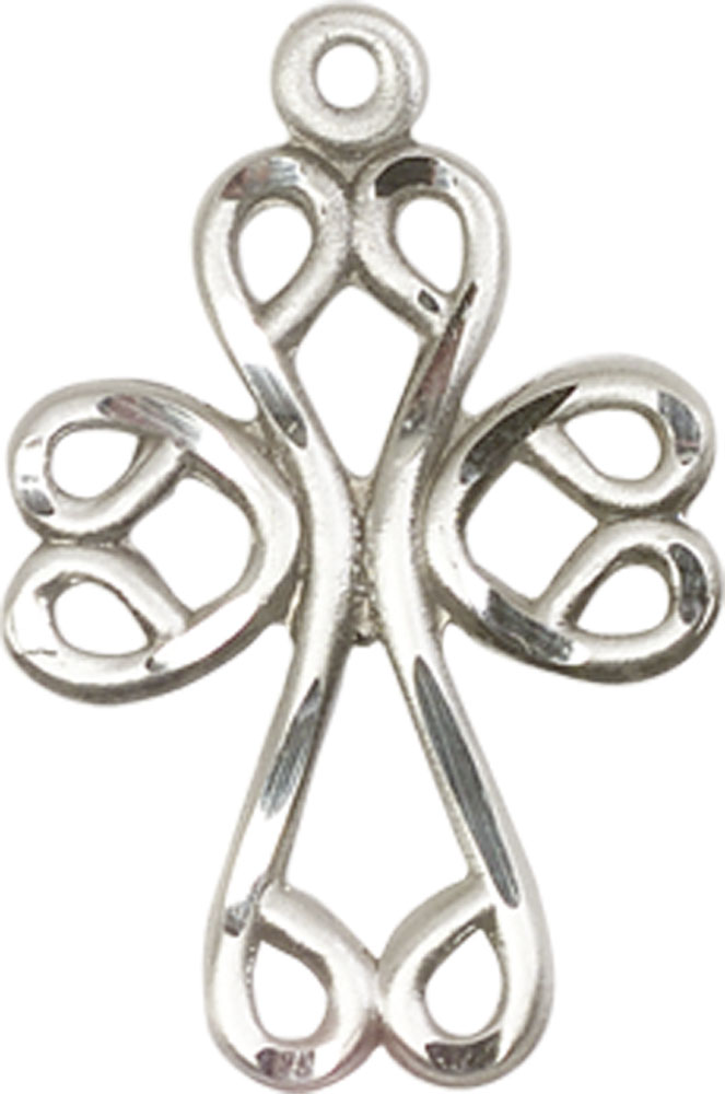 Sterling Silver Scroll Cross Medal