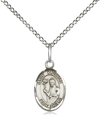 Sterling Silver Saint Dunstan Pendant on a 18 inch Sterling Silver Light Curb chain