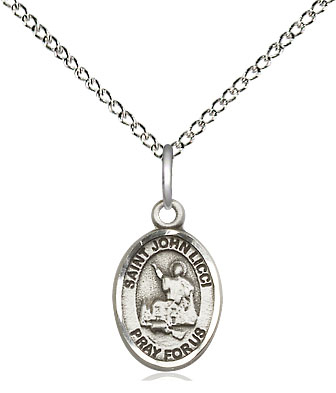 Sterling Silver Saint John Licci Pendant on a 18 inch Sterling Silver Light Curb chain