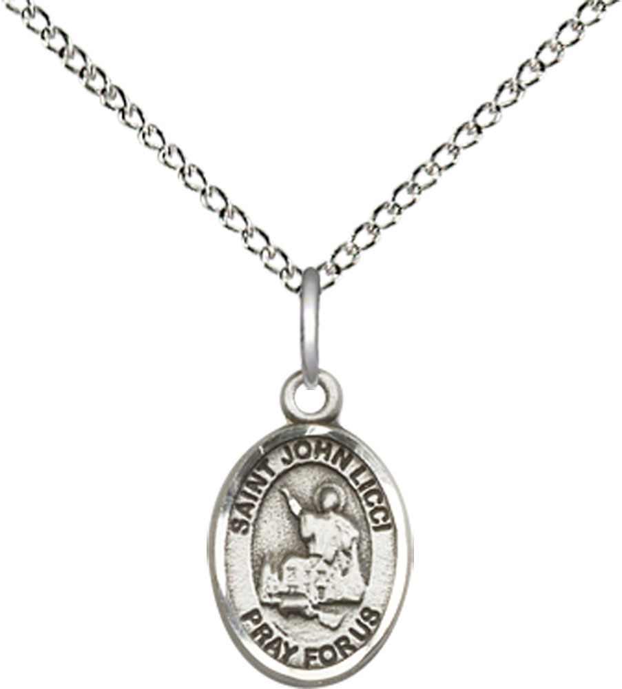 Sterling Silver Saint John Licci Pendant on a 18 inch Sterling Silver Light Curb chain