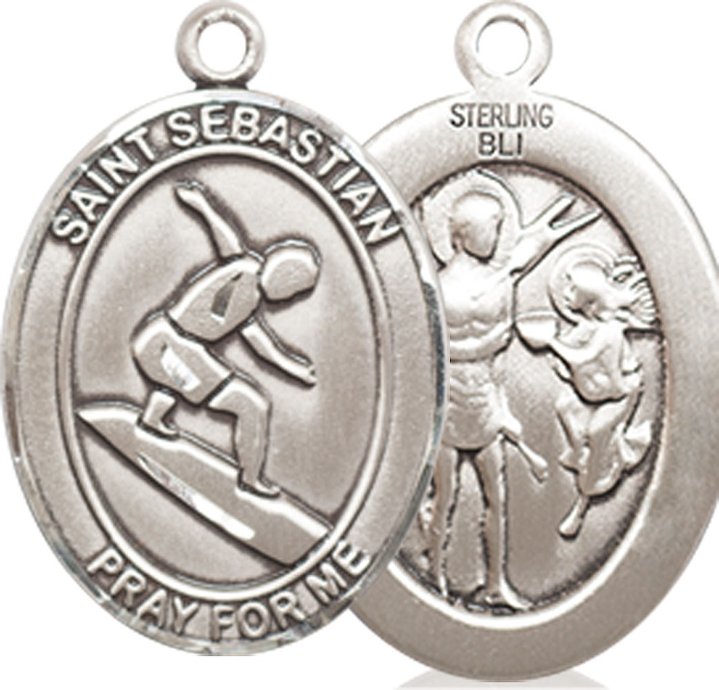 Sterling Silver Saint Sebastian Surfing Medal