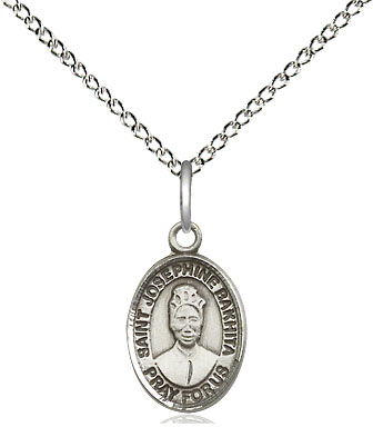 Sterling Silver Saint Josephine Bakhita Pendant on a 18 inch Sterling Silver Light Curb chain