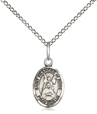 Sterling Silver Saint Frances of Rome Pendant on a 18 inch Sterling Silver Light Curb chain