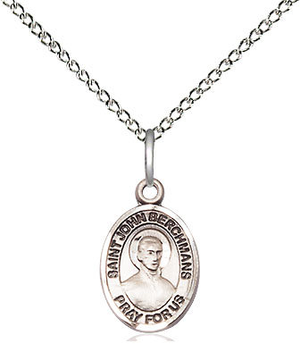 Sterling Silver Saint John Berchmans Pendant on a 18 inch Sterling Silver Light Curb chain