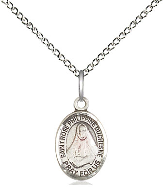 Sterling Silver Saint Rose Philippine Pendant on a 18 inch Sterling Silver Light Curb chain