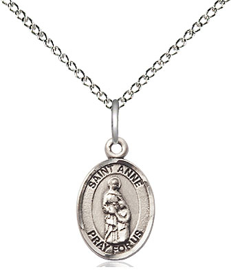 Sterling Silver Saint Anne Pendant on a 18 inch Sterling Silver Light Curb chain