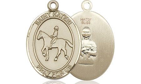 14kt Gold Filled Saint Kateri Equestrian Medal