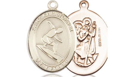 14kt Gold Filled Saint Christopher Surfing Medal