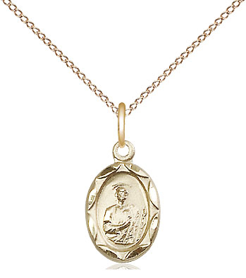 14kt Gold Filled Saint Jude Pendant on a 18 inch Gold Filled Light Curb chain