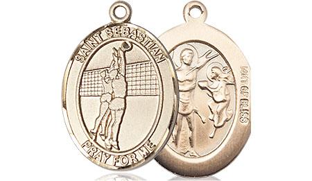 14kt Gold Filled Saint Sebastian Volleyball Medal