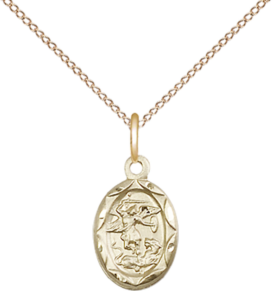 14kt Gold Filled Saint Michael the Archangel Pendant on a 18 inch Gold Filled Light Curb chain