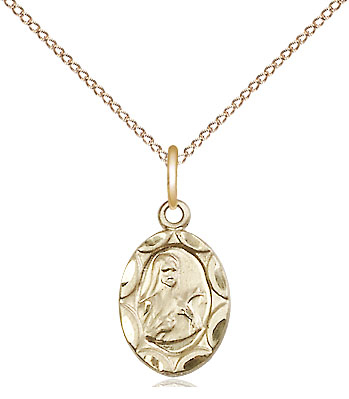 14kt Gold Filled Saint Theresa Pendant on a 18 inch Gold Filled Light Curb chain