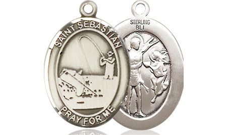 Sterling Silver Saint Sebastian Fishing Medal