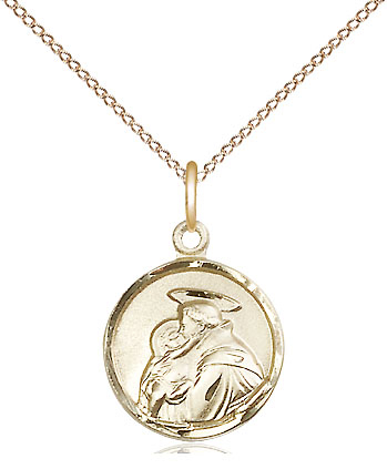 14kt Gold Filled Saint Anthony Pendant on a 18 inch Gold Filled Light Curb chain