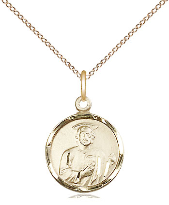 14kt Gold Filled Saint Jude Pendant on a 18 inch Gold Filled Light Curb chain