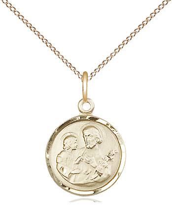 14kt Gold Filled Saint Joseph Pendant on a 18 inch Gold Filled Light Curb chain