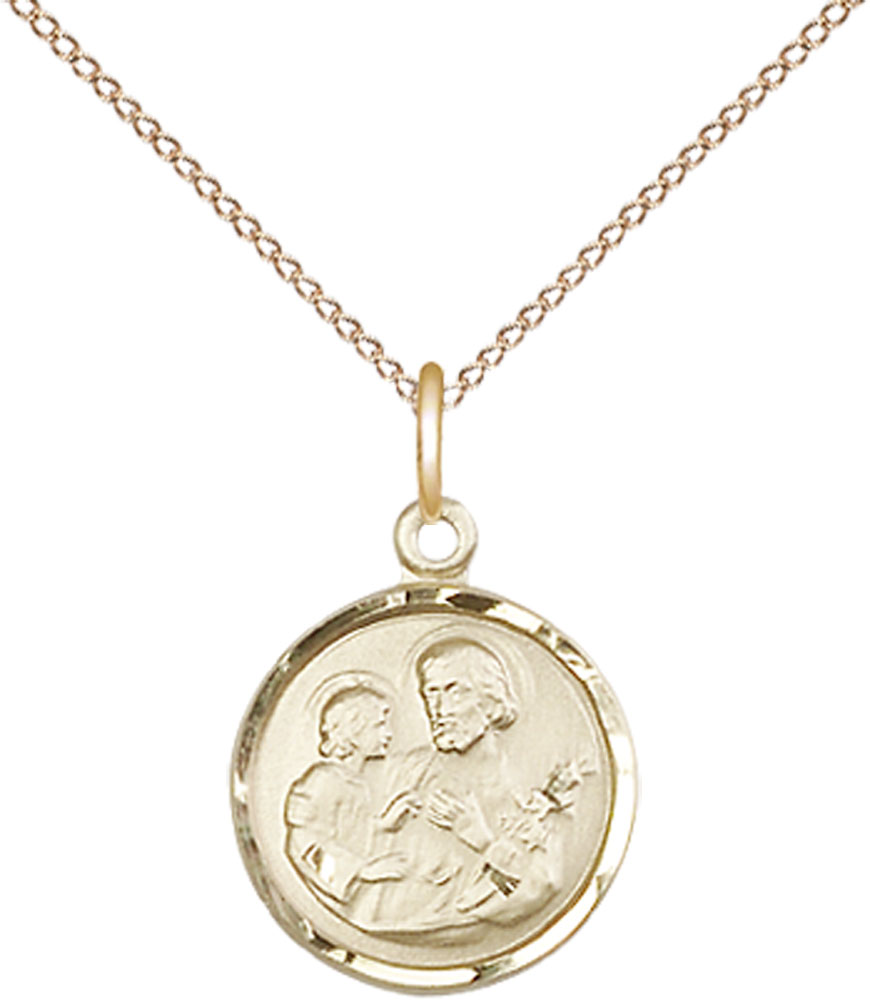 14kt Gold Filled Saint Joseph Pendant on a 18 inch Gold Filled Light Curb chain