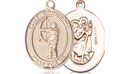 14kt Gold Filled Saint Christopher Archery Medal