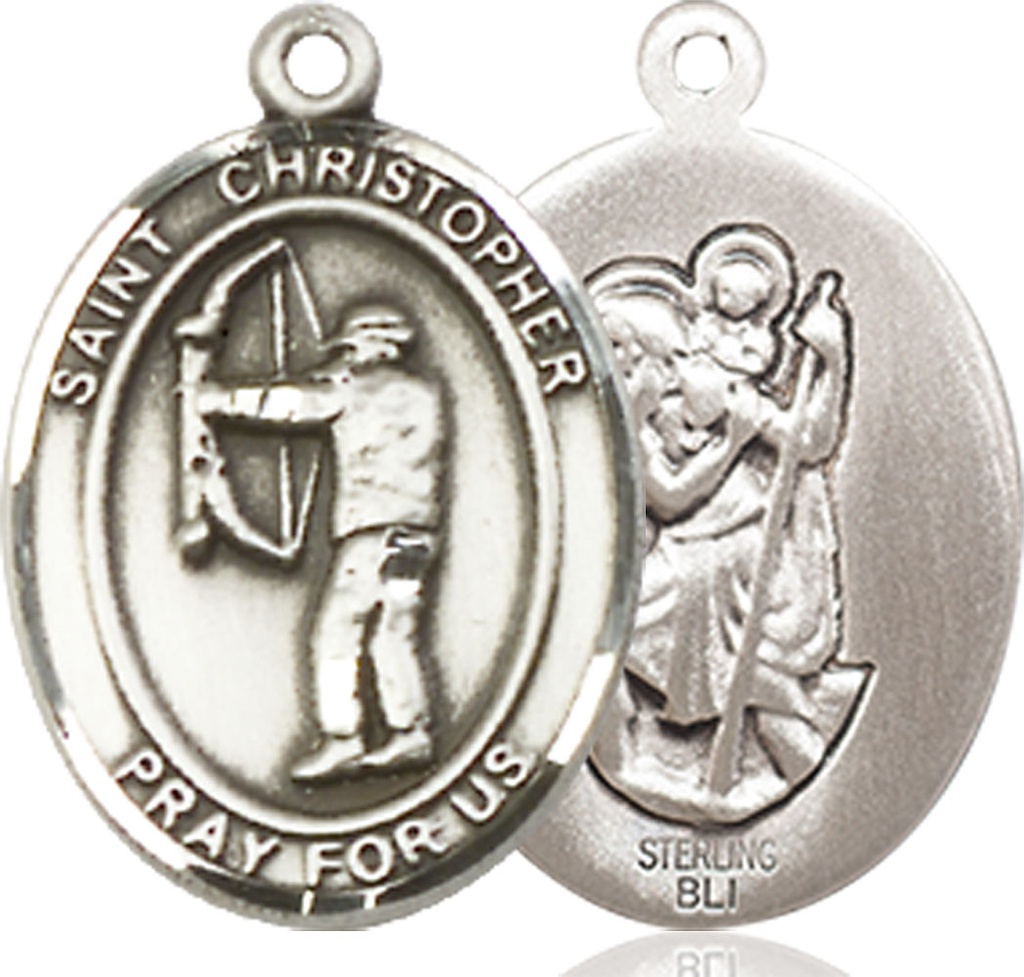 Sterling Silver Saint Christopher Archery Medal