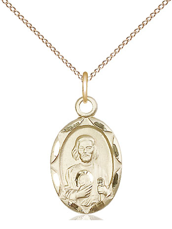 14kt Gold Filled Saint Jude Pendant on a 18 inch Gold Filled Light Curb chain