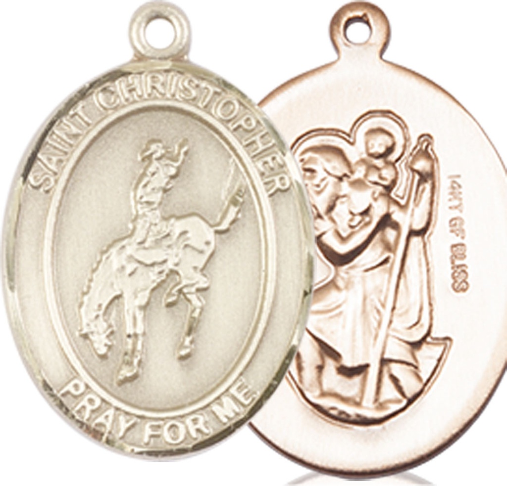 14kt Gold Filled Saint Christopher Rodeo Medal