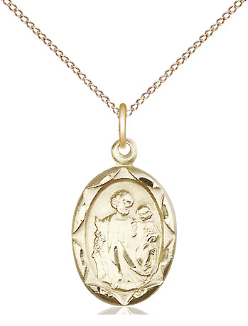 14kt Gold Filled Saint Joseph Pendant on a 18 inch Gold Filled Light Curb chain