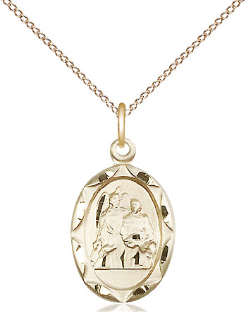 14kt Gold Filled Saint Raphael Pendant on a 18 inch Gold Filled Light Curb chain