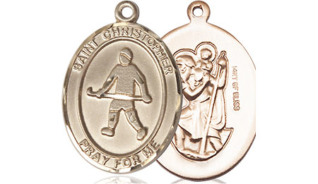 14kt Gold Filled Saint Christopher Field Hockey Medal