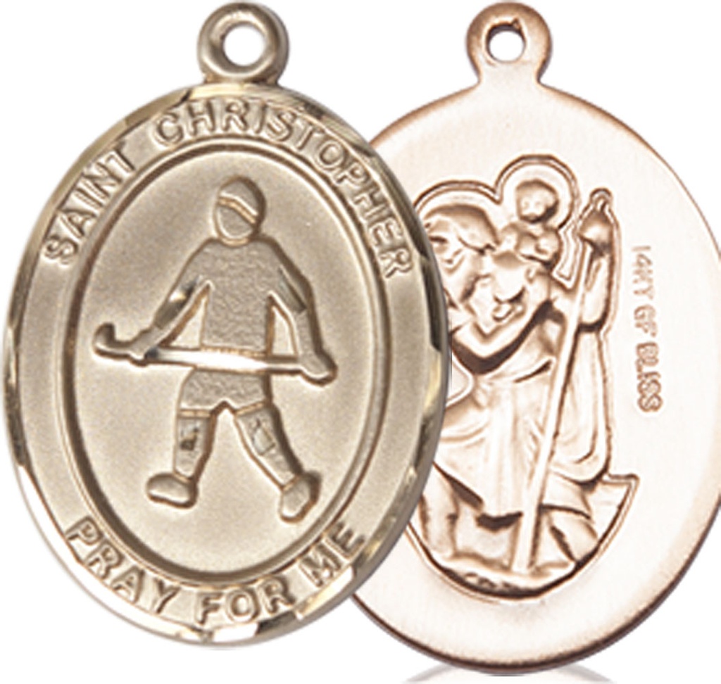 14kt Gold Filled Saint Christopher Field Hockey Medal