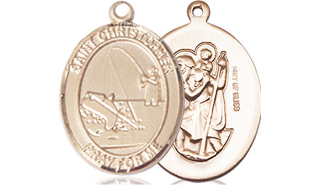 14kt Gold Filled Saint Christopher Fishing Medal