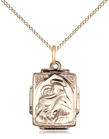 14kt Gold Filled Saint Anthony Pendant on a 18 inch Gold Filled Light Curb chain