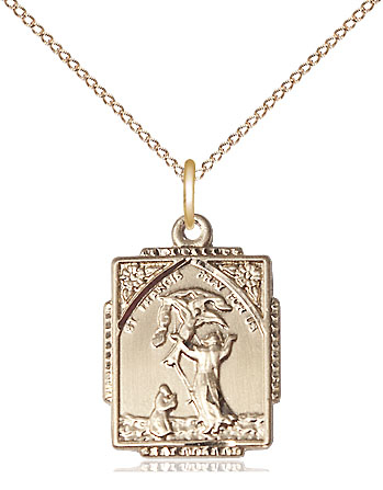 14kt Gold Filled Saint Francis of Assisi Pendant on a 18 inch Gold Filled Light Curb chain