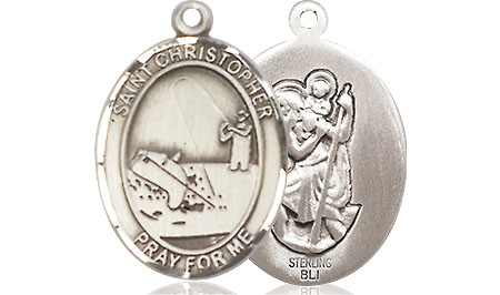 Sterling Silver Saint Christopher Fishing Medal