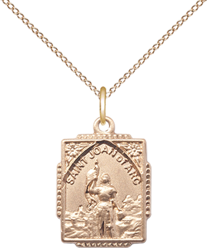 14kt Gold Filled Saint Joan of Arc Pendant on a 18 inch Gold Filled Light Curb chain