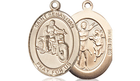 14kt Gold Filled Saint Sebastian Motorcycle Medal