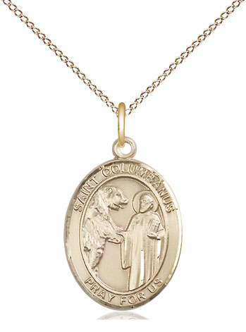 14kt Gold Filled Saint Columbanus Pendant on a 18 inch Gold Filled Light Curb chain