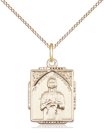 14kt Gold Filled Saint Kateri Tekakwitha Pendant on a 18 inch Gold Filled Light Curb chain