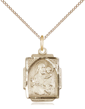 14kt Gold Filled Saint Joseph Pendant on a 18 inch Gold Filled Light Curb chain