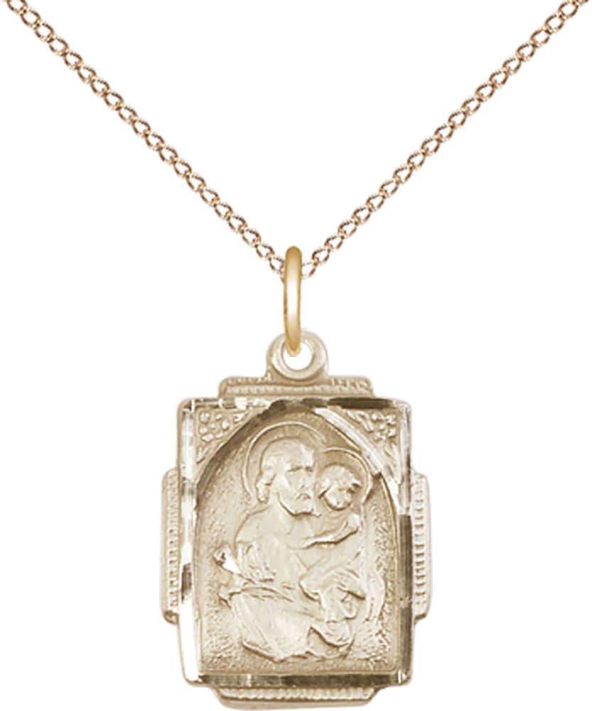 14kt Gold Filled Saint Joseph Pendant on a 18 inch Gold Filled Light Curb chain