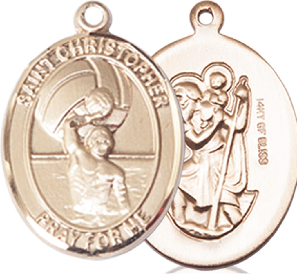 14kt Gold Filled Saint Christopher Water Polo-Men Medal