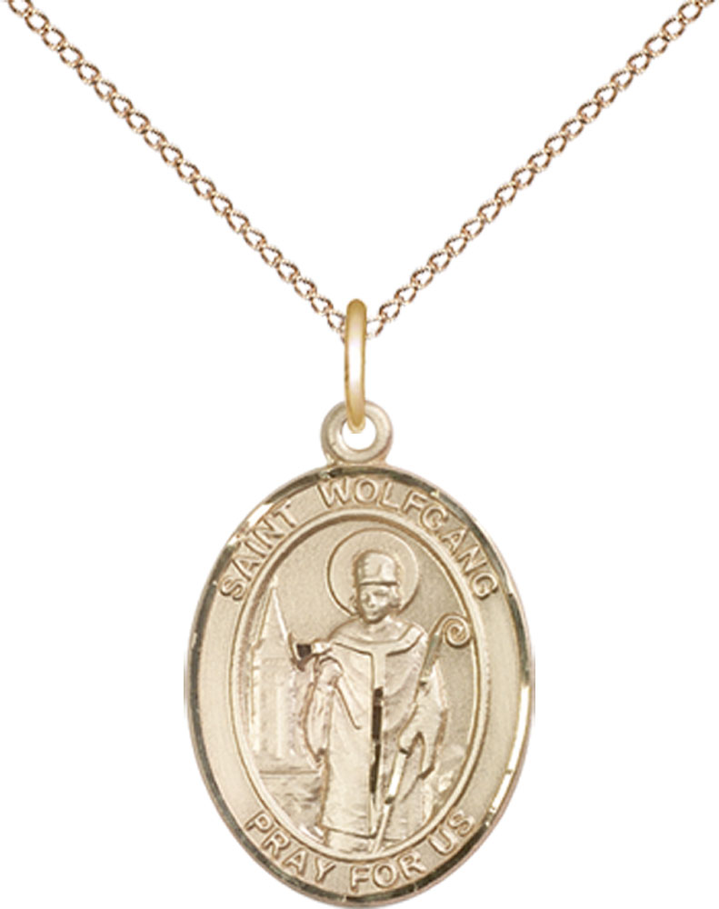 14kt Gold Filled Saint Wolfgang Pendant on a 18 inch Gold Filled Light Curb chain