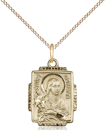 14kt Gold Filled Saint Maria Goretti Pendant on a 18 inch Gold Filled Light Curb chain