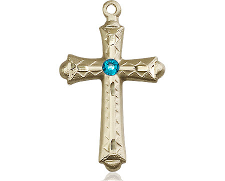 14kt Gold Filled Cross Medal with a 3mm Zircon Swarovski stone