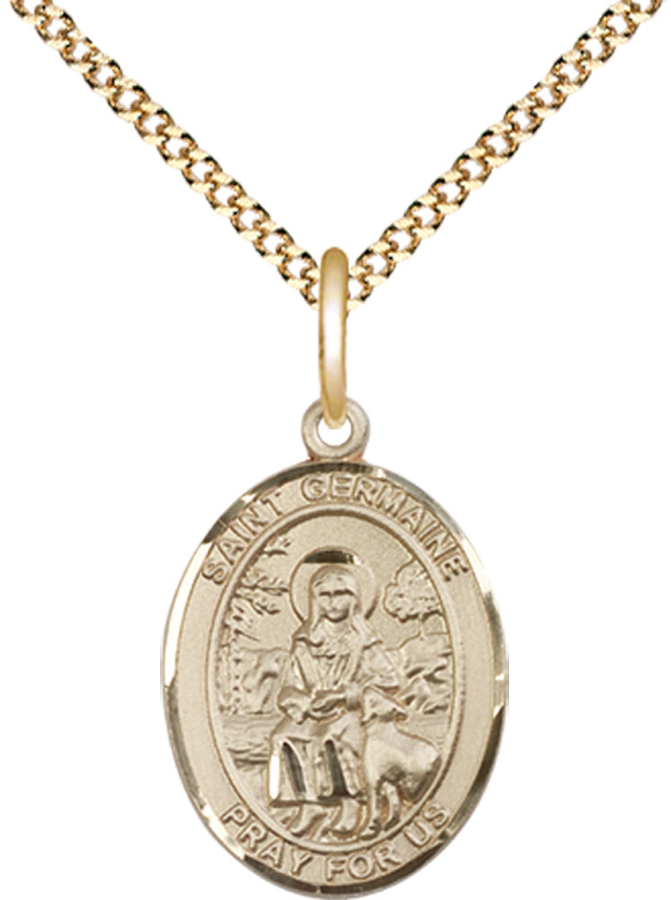 14kt Gold Filled Saint Germaine Cousin Pendant on a 18 inch Gold Plate Light Curb chain
